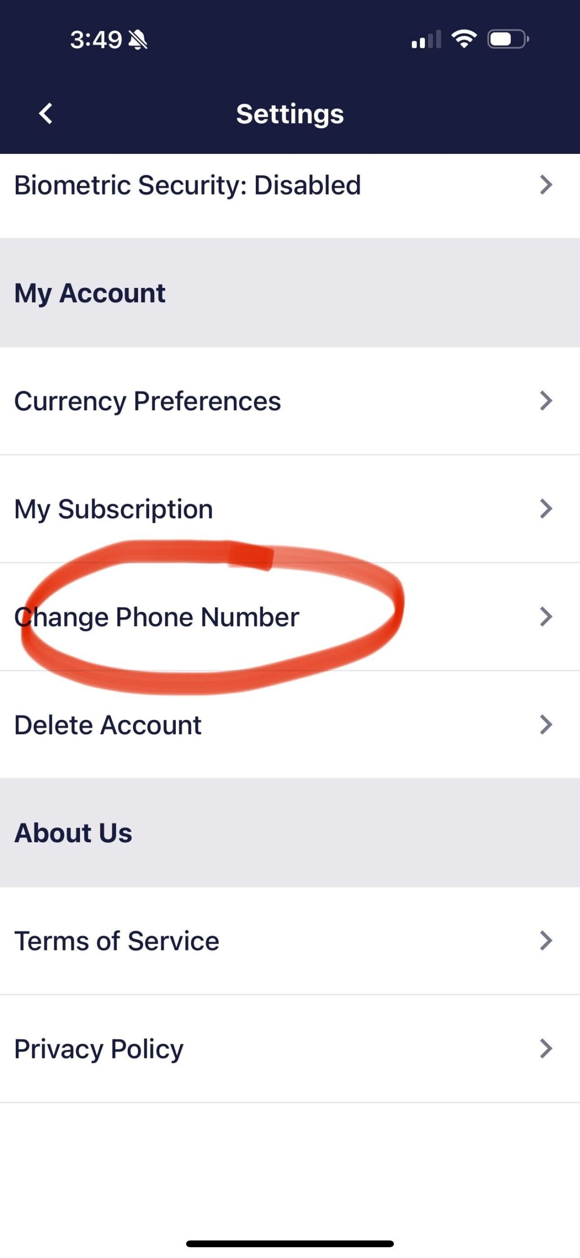 i want to change my phone number